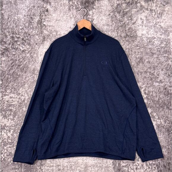 Icebreaker Original Zip Neck Sweater XXL Mens Blue 1/4 Zip Pullover Merino Heavy - Picture 1 of 9
